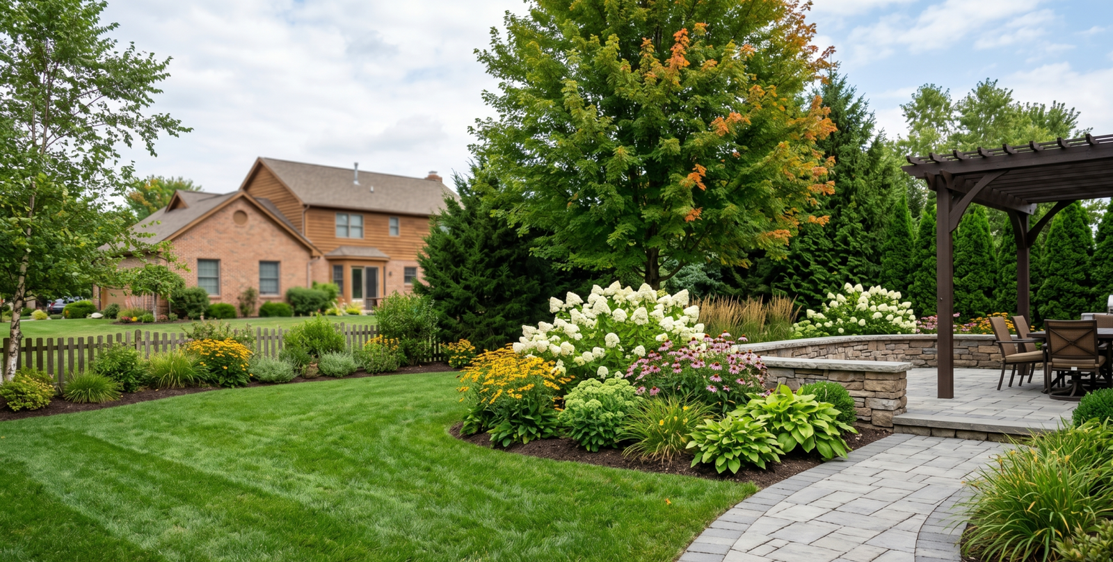 Custom paver patio installed by Amherst Landscaping in Amherst NY