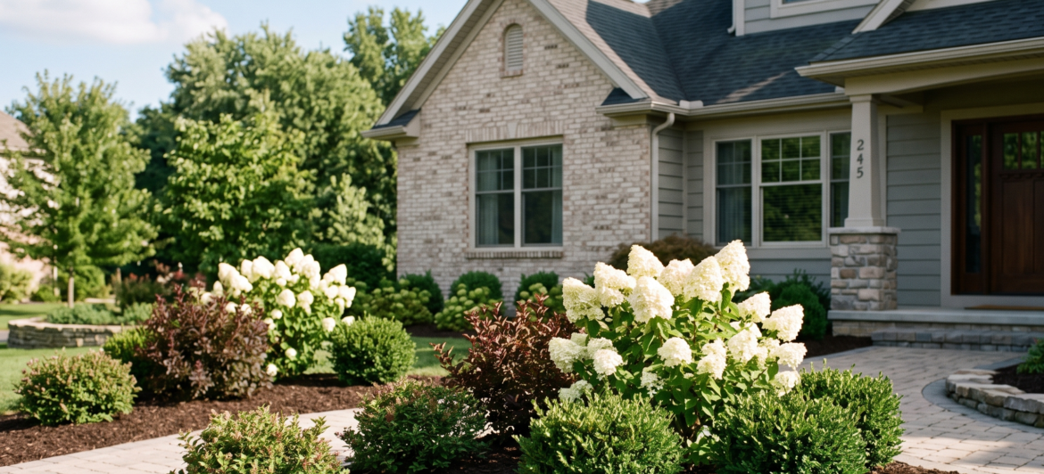 Front yard landscape design in Amherst