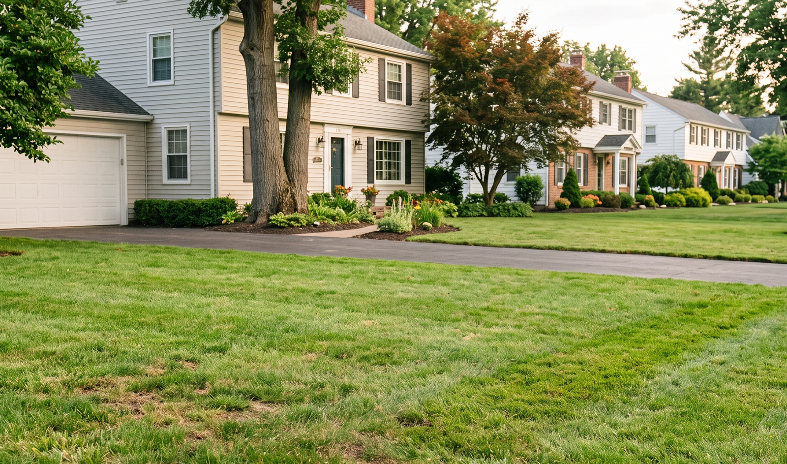 Professional grub treatment on an Amherst lawn